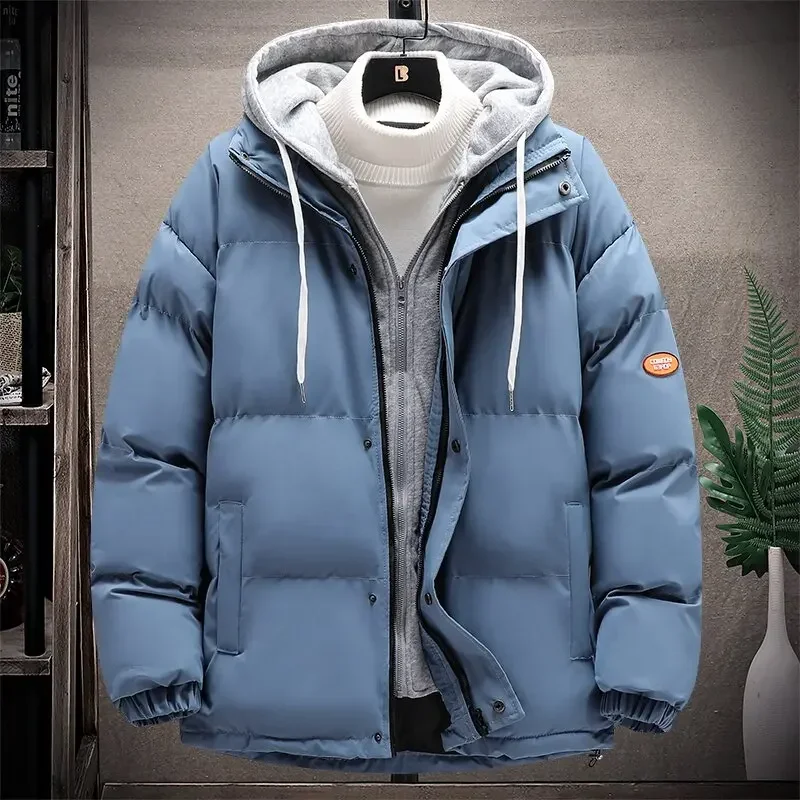 Winter Jacket Men Thick Warm Parkas Man Hooded Puffer Jackets Fake Two Cotton-padded Coats Clothing Fashion Casual Outwear Top