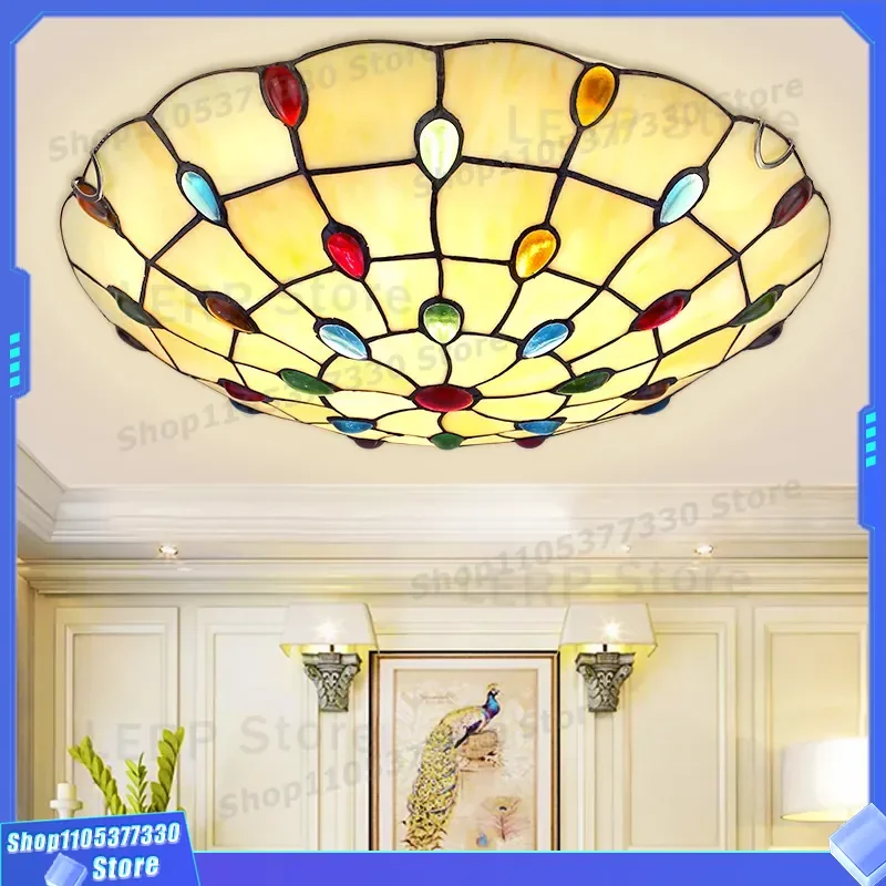 Creative Round Ceiling Lamp European Simple Art Light for Bedroom Living Room Dining Room Study Modern Personality Home Decor