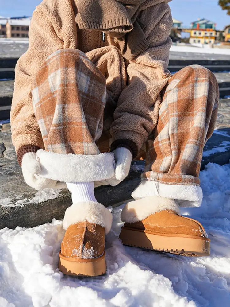 

Мужские зимние утепленные брюки из хлопка на флисовой подкладке, очень теплые, морозостойкие, в клетку, модные, для северо-восточного региона