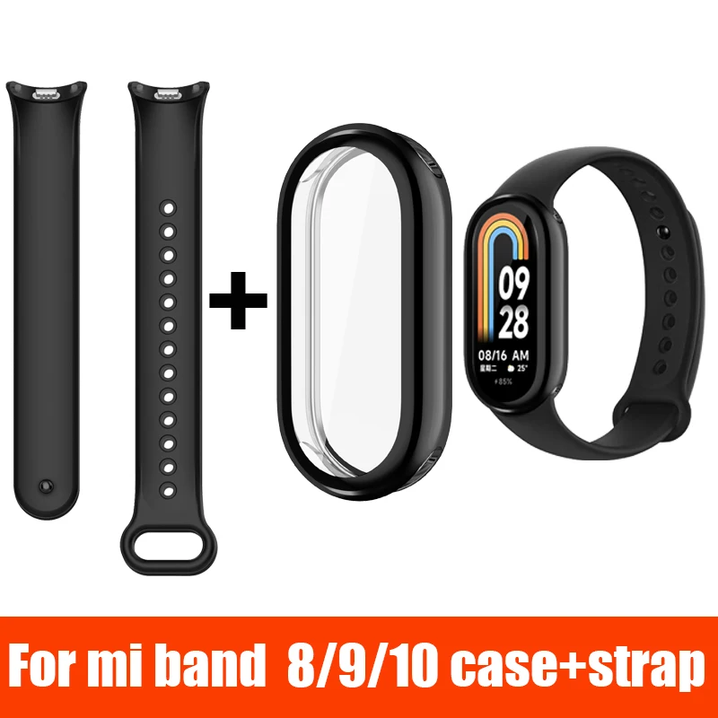 2 stücke Für Xiaomi Band 8 9 10 Uhr Fall Atmungsaktive Smart Armband Ersatz für Xiaomi Mi Band 10 9 8 strap