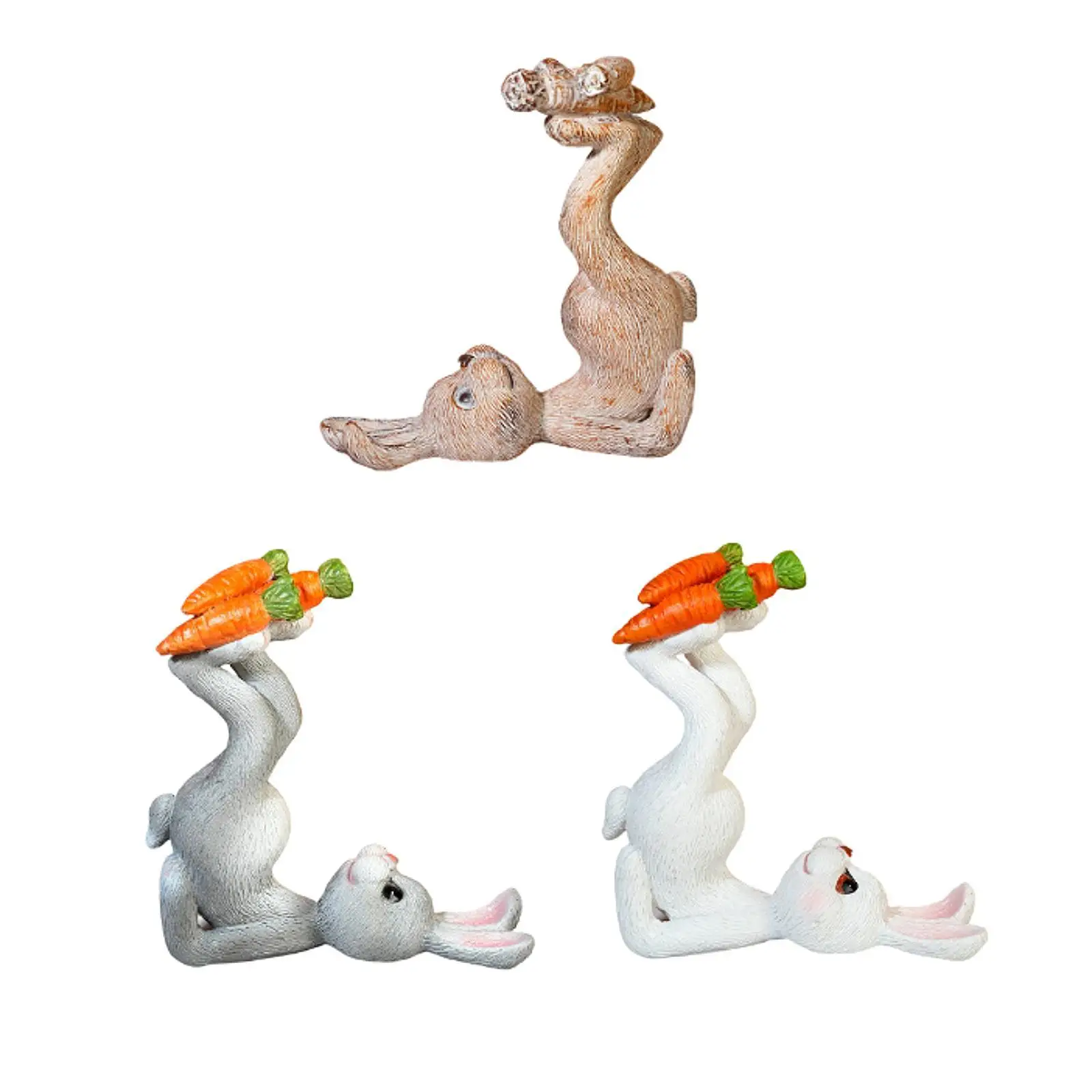 Easter Bunny Decoration Resin Rabbit Ornament Animal Miniature Sculpture Art for Home Festival Desktop Decor