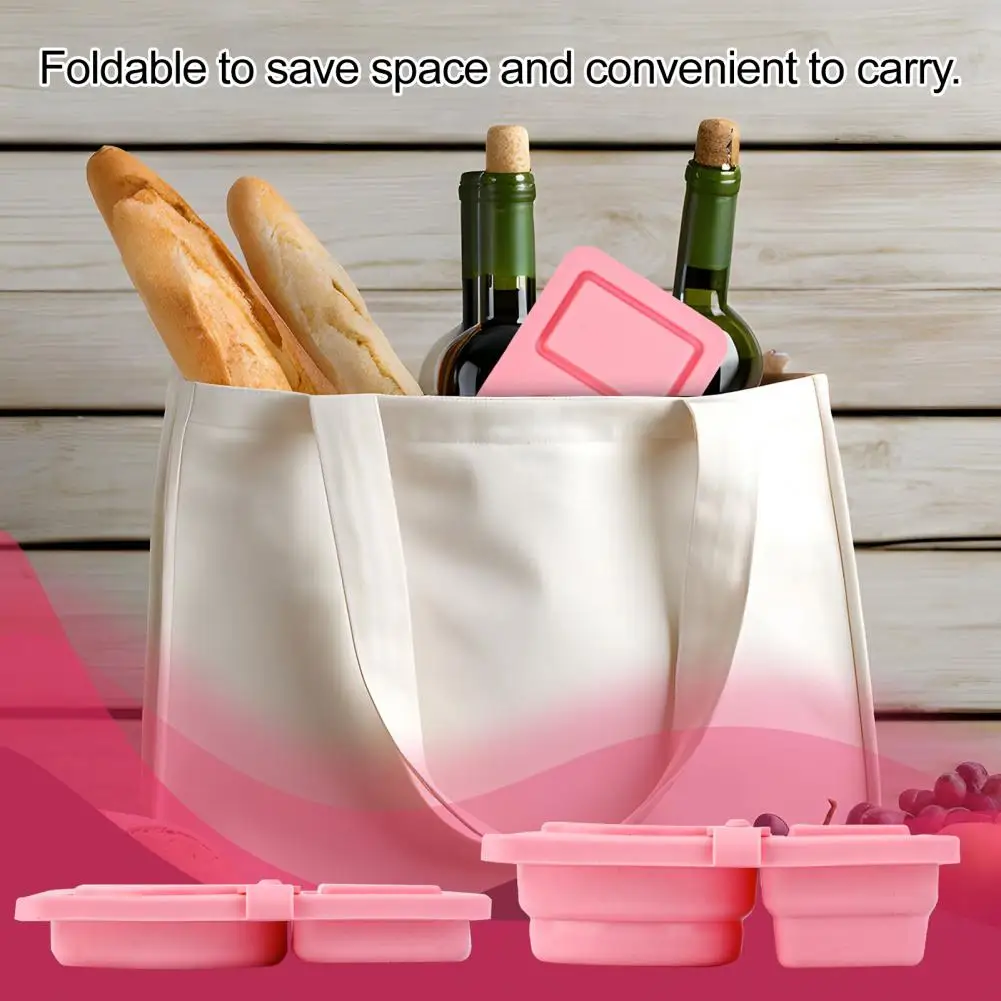 Bpa-free Silicone Snack Box 2/4pcs Foldable Silicone Sauce Containers with Lids Double Compartment Snack Boxes Reusable