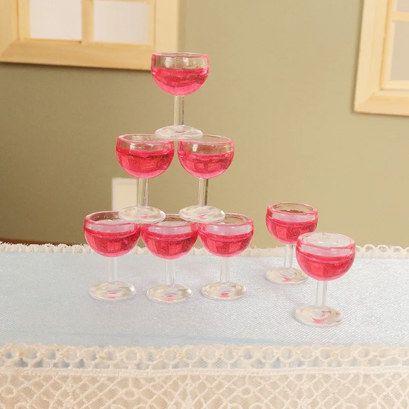 3pcs Dollhouse Wine Cup Glassware 1:12 Miniature Mini Model Simulation Drink Kitchen Scene Ornaments Doll Accessories Home Decor