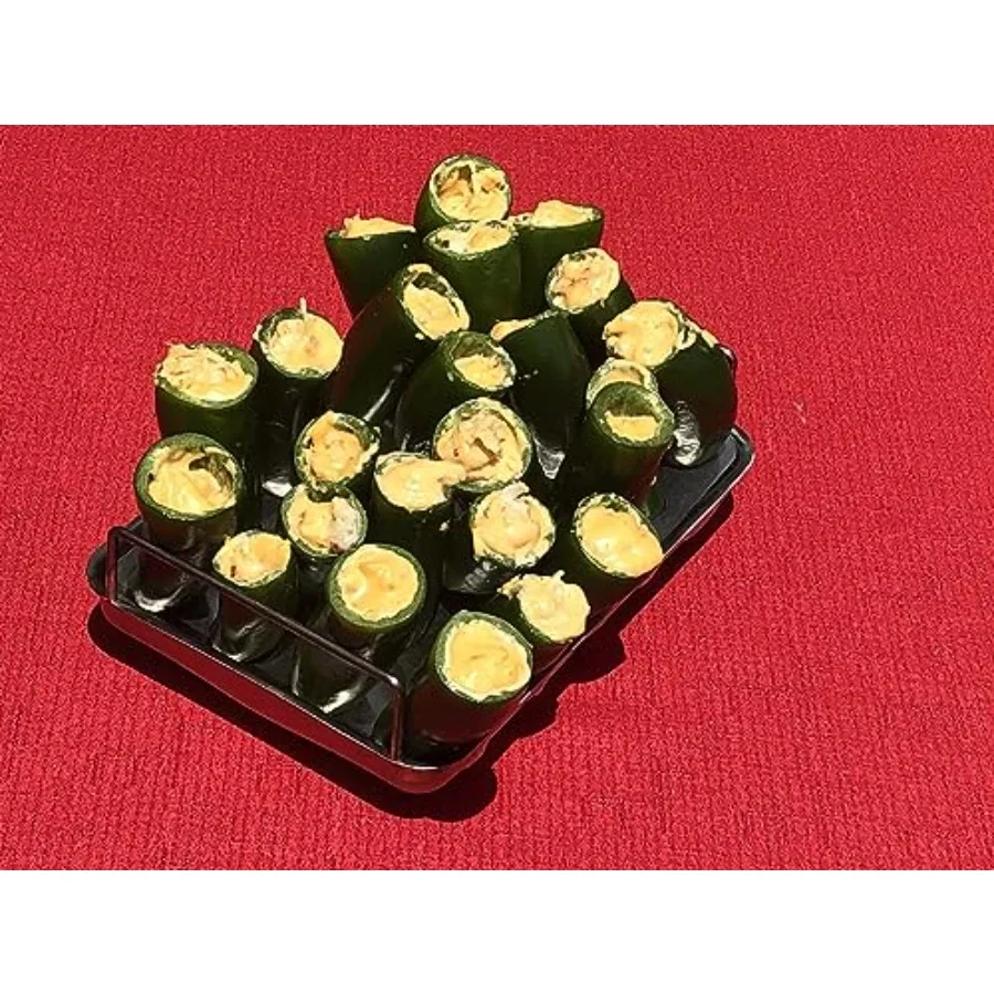 24VJR roestvrijstalen Jalapeno-rek en kookplaat met boorgereedschap voor eenvoudig afpellen en grillen, perfect voor BBQ Indoor Cooki