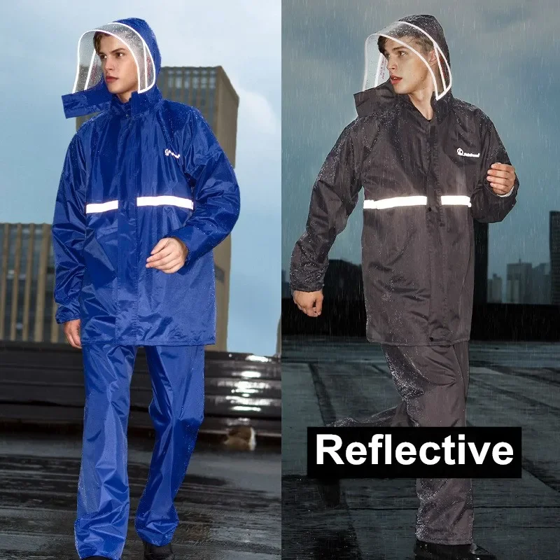 Adult Outdoor Riding Raincoat Double Layer Split Waterproof Rain Coat Pants Suits Men Women Hiking Fishing Raincoat Poncho