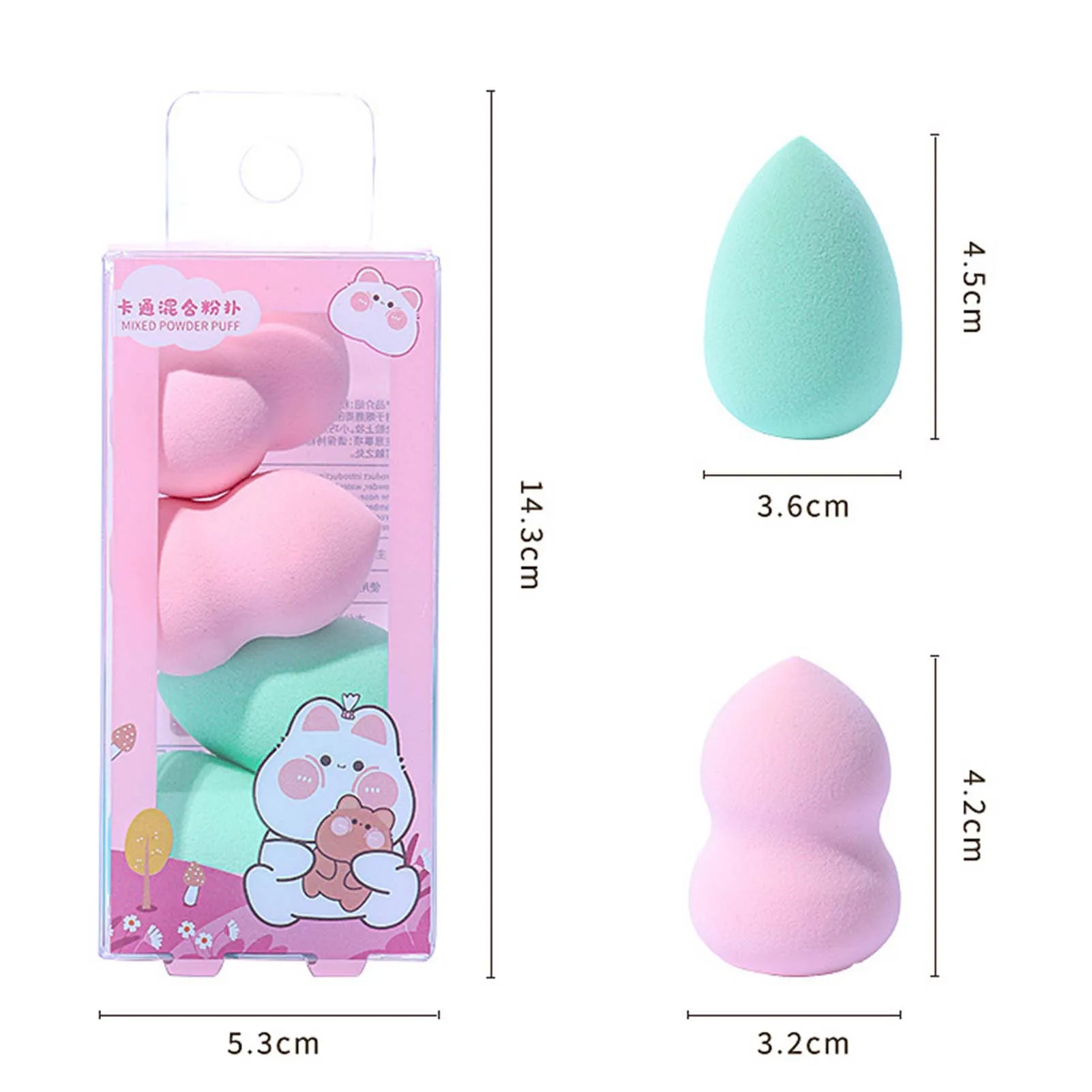 4pcs Beauty Egg Set With Water-Drop/Gourds Dry Wet Washable Makeup Sponge For Women Girls