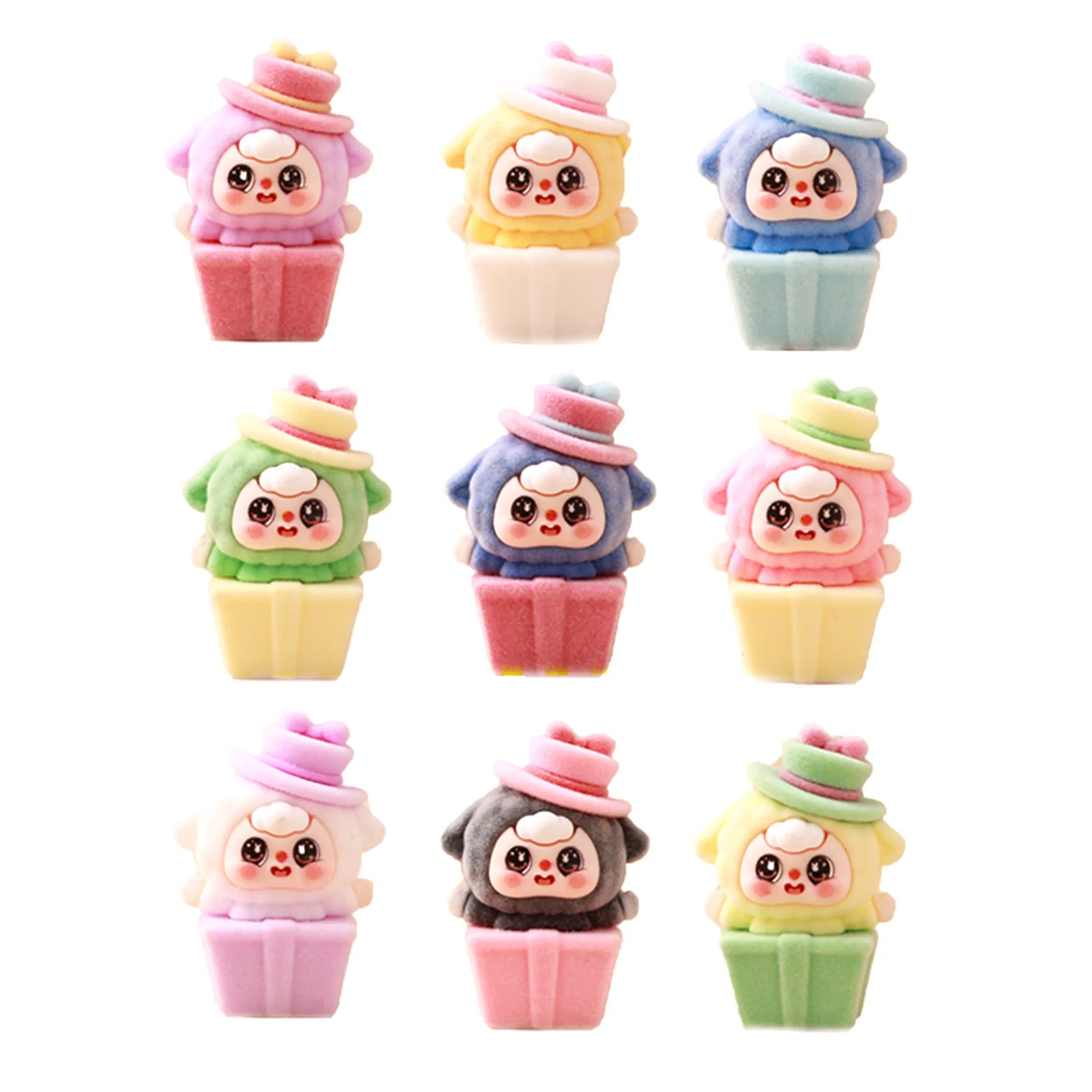 9 piezas para Baby Three adornos de escritorio, decoraciones de escritorio, lindos accesorios de resina DIY, decoraciones de coche, regalos