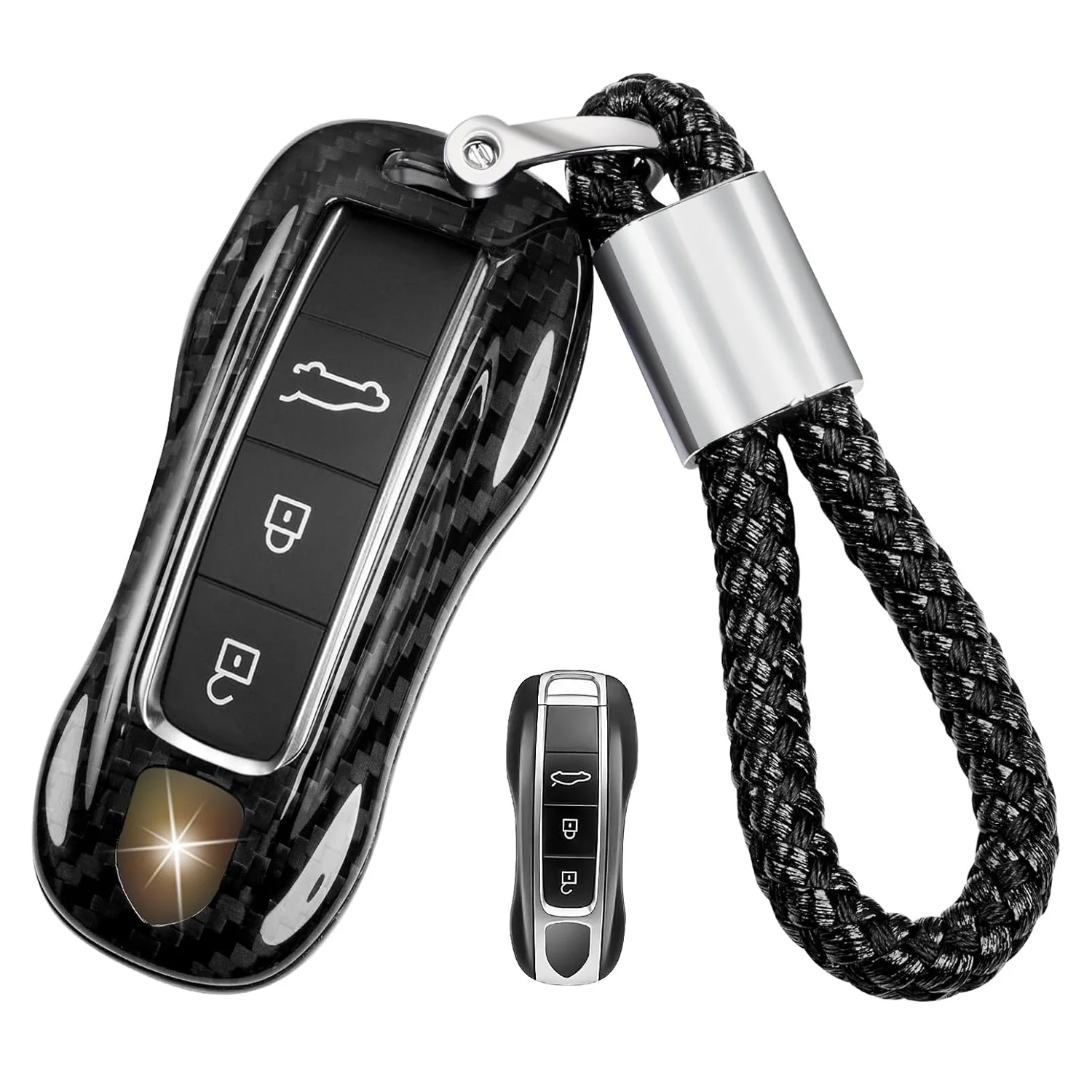 

Key Fob Cover for Porsche, Carbon Fiber Key Case Shell Protector for 2018-2024 Porsche 911 Carrera Panamera Taycan Cayenne 918