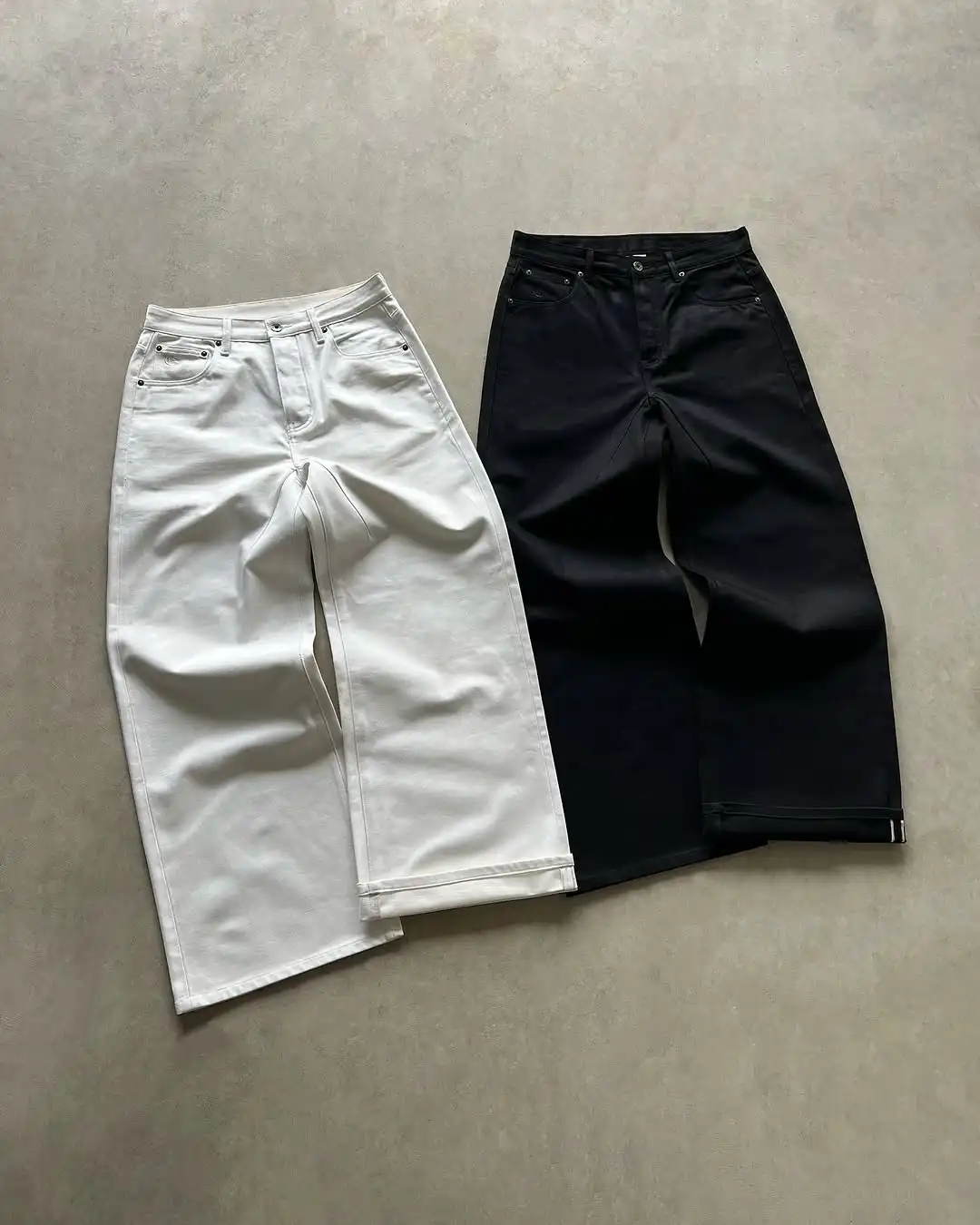 

Harajuku Y2k Jeans Solid Color Versatile Casual Trousers Men and Women Straight Baggy Jeans Streetwear Multiple Buttons Pants
