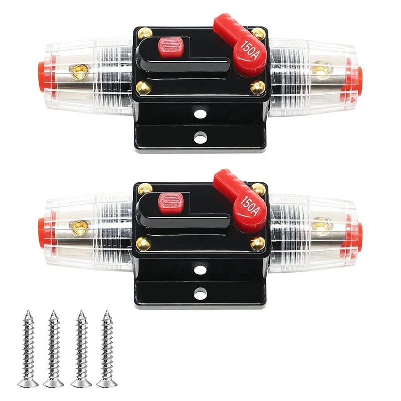 

AB42-150A Audio Inline Circuit Breaker With Manual Reset 12-24V, 4-12 AWG 150 AMP Circuit Breaker Inline Fuse For Car Audio