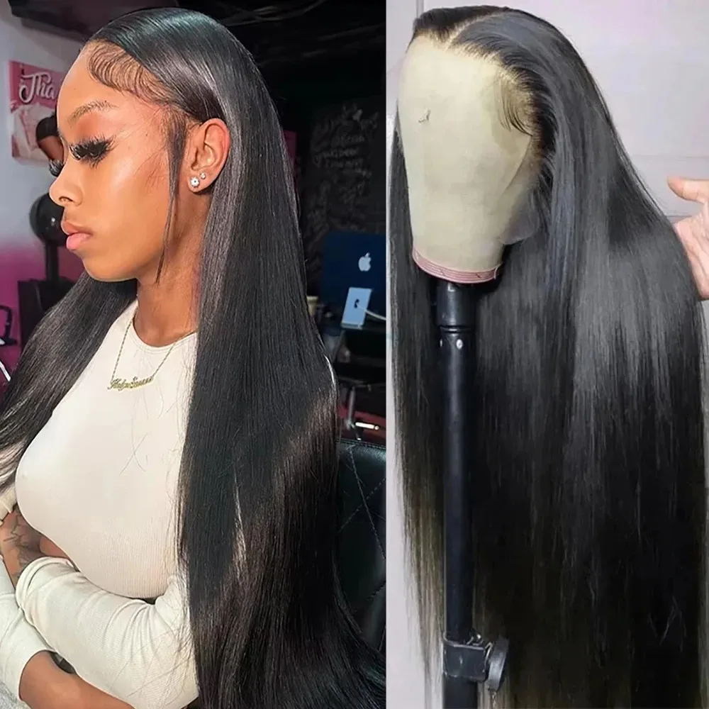 

30-36-дюймовый парик с кружевной передней частью без клея, 13x6, 100% вьетнамские человеческие волосы, супер двойной объем, идеально прямые, парик с кружевной передней частью, натуральные волосы