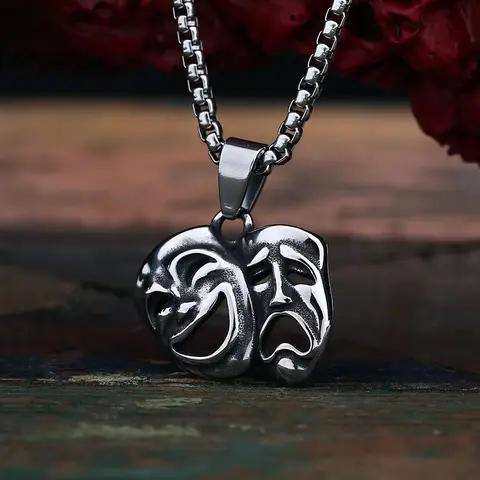 अच्छी पॉलिश नई बाइकर 316L स्टेनलेस स्टील मुस्कान और रो चेहरा लटकन हार पुरुष महिलाओं फैशन आभूषण युगल उपहार के लिए 12 best sales हार स्माइली - №6
