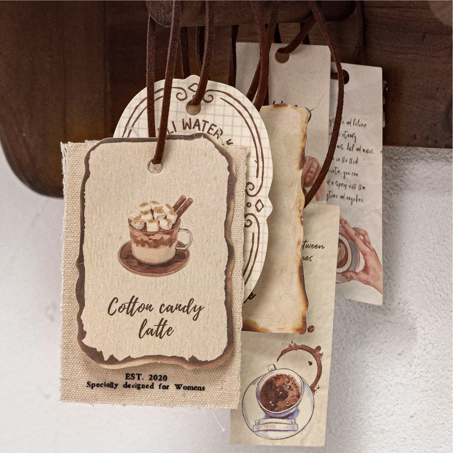 1pack/2pack Vintage Coffee Tag Stickers Aroma Moment Series Dual Pack Journal DIY Decoration Kawaii Stickers