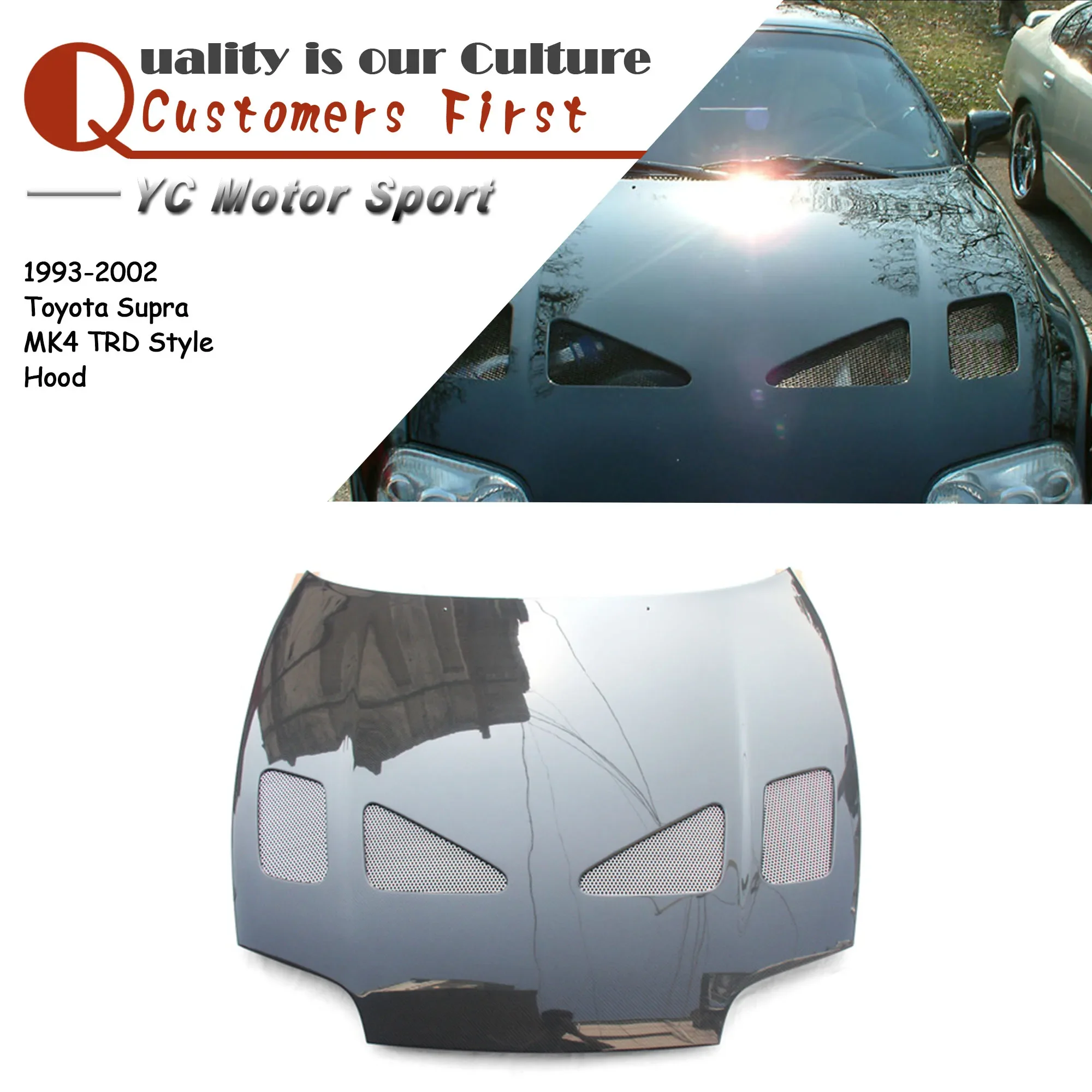 

Car Accessories Carbon Fiber CF MK4 Engine Cover Bonnet Hood Fit For 1993-2002 Supra MK4 TRD Style Hood