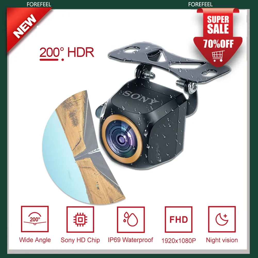 AHD 1920x1080P Front Camera Car Rear View Camera 200° Fisheye Golden Lens Full HD Night Vision Vehicle Back Car Reversing