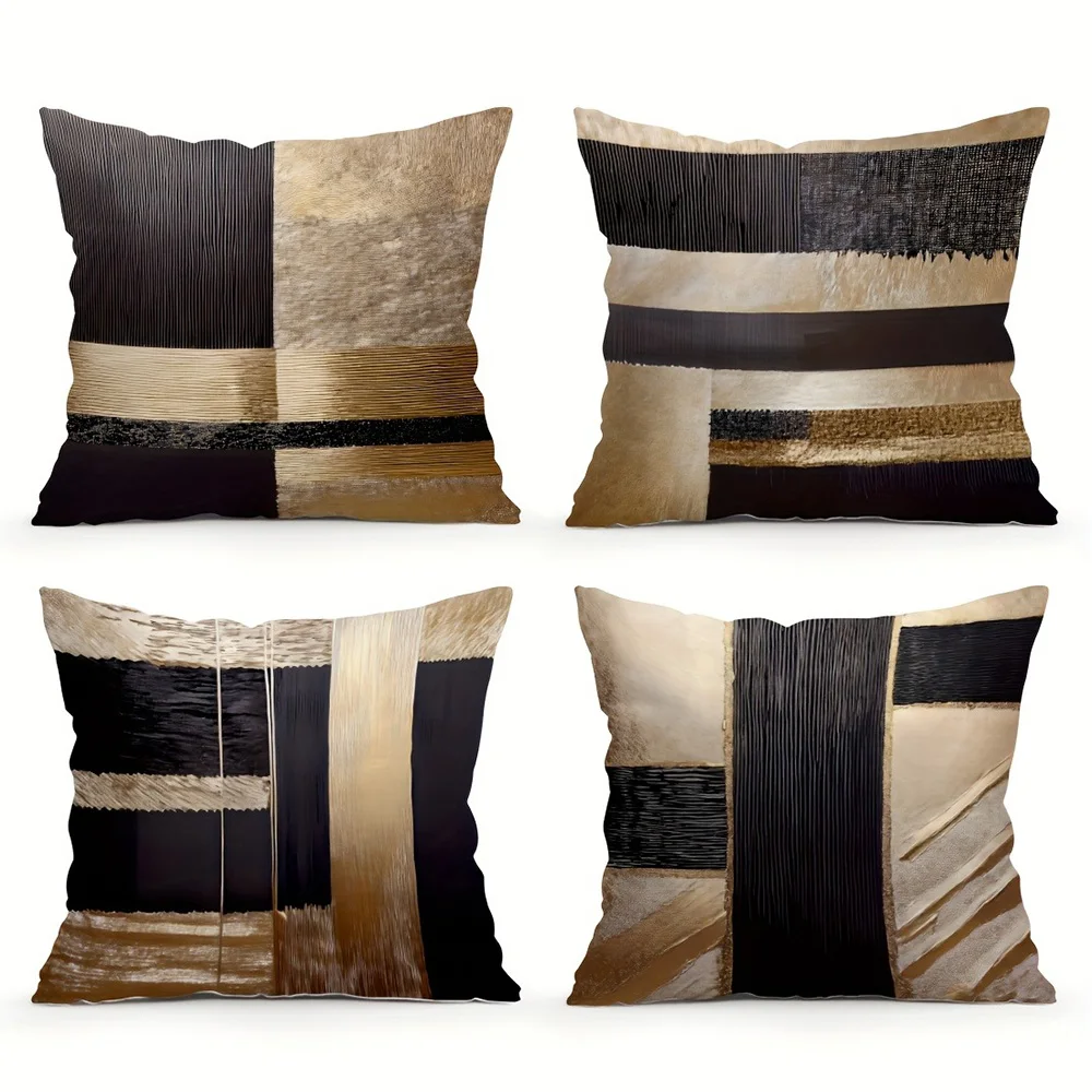 

Декоративные наволочки с современным абстрактным узором: смесь черных, коричневых и бежевых текстуров, чехол для диванной подушки, украшение для дома и комнаты