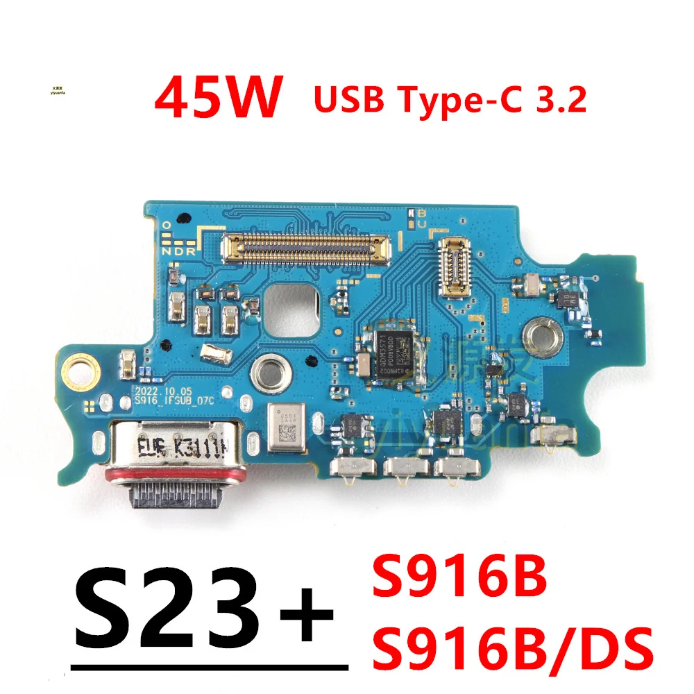 

45W Fast USB Charge Port Jack Dock Connector For Samsung Galaxy S23+ S23 Plus S916B Charging Board Flex Cable SIM Reader Card