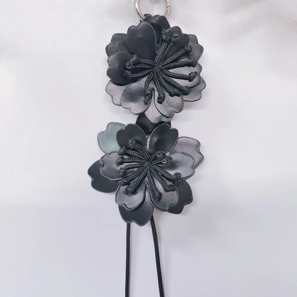 Multi-color Purple Pu Leather Flower Pendant Hanger Lavender Pu Flower Keychain Weave Handmade Bag Charm Women