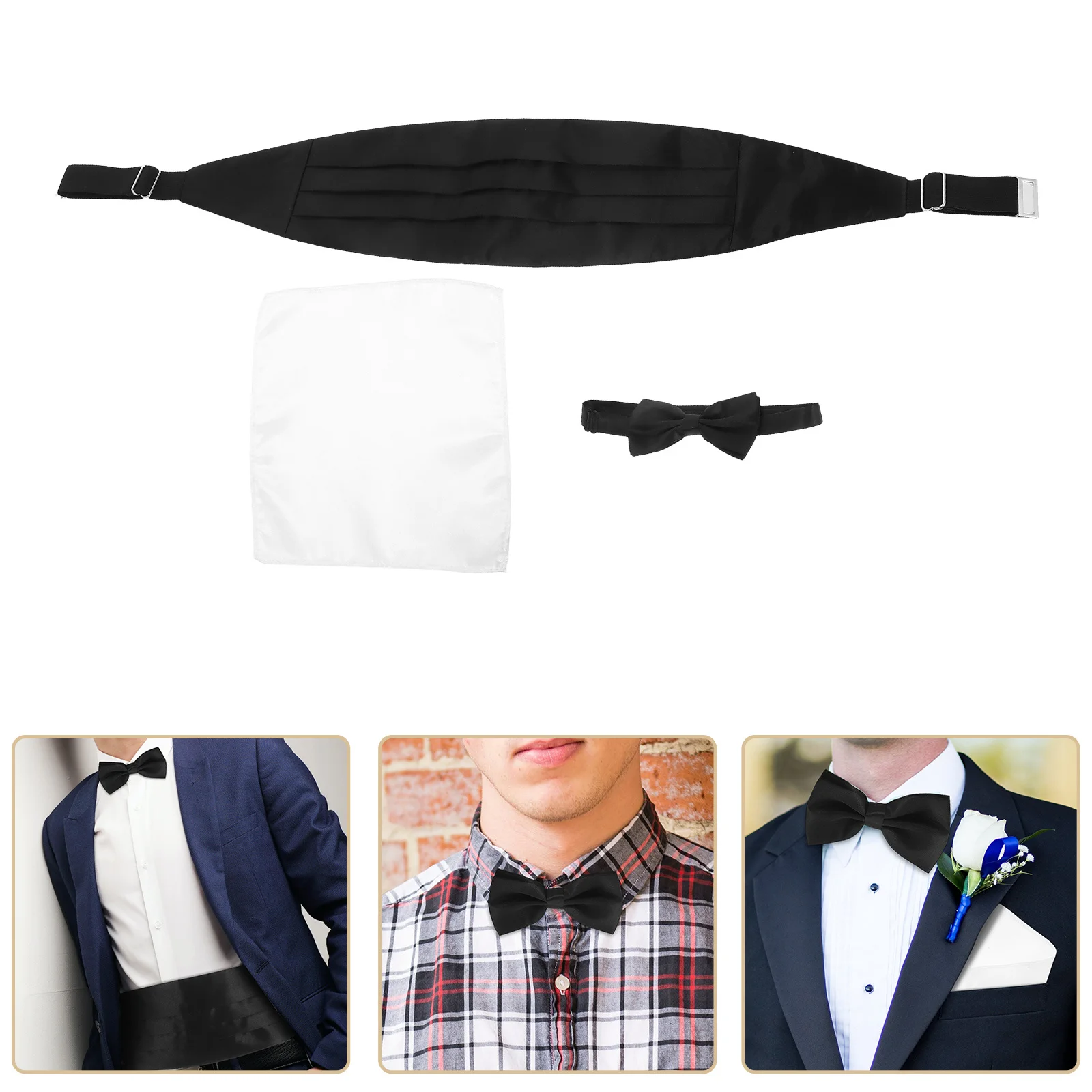 1 مجموعة 1 مجموعة Cummerbund ربطة القوس فيونكة جيب الساحات Cummerbund ربطة القوس فيونكة جيب مربع رسمي سهرة اكسسوارات للرجال حفلة موسيقية