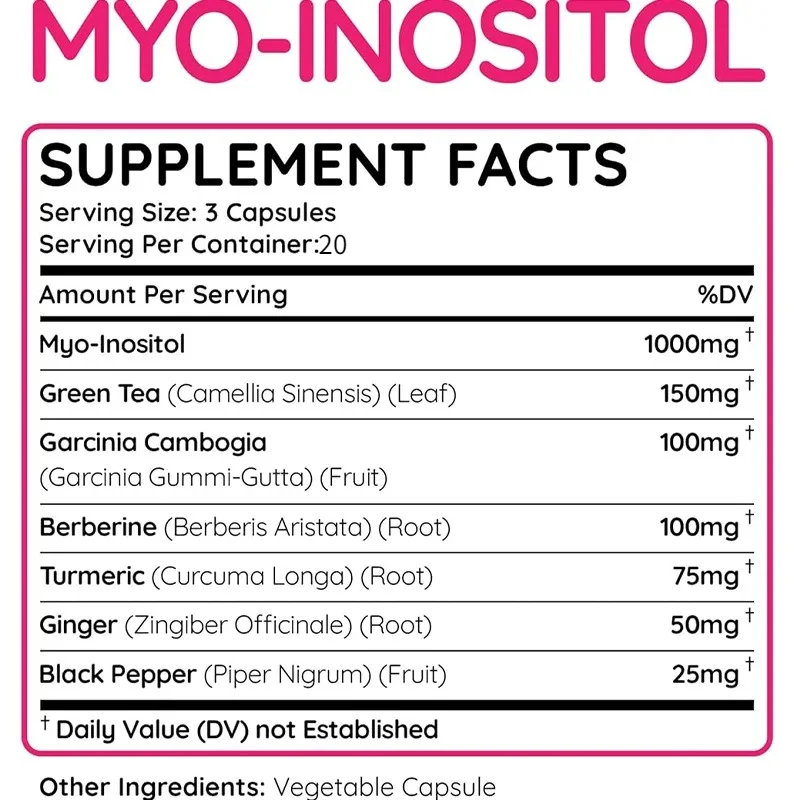 Inositol and Green Tea, Containing Grapefruit, Berberine, and Black Pepper, Support Body Balance and Digestion, 60 Capsules