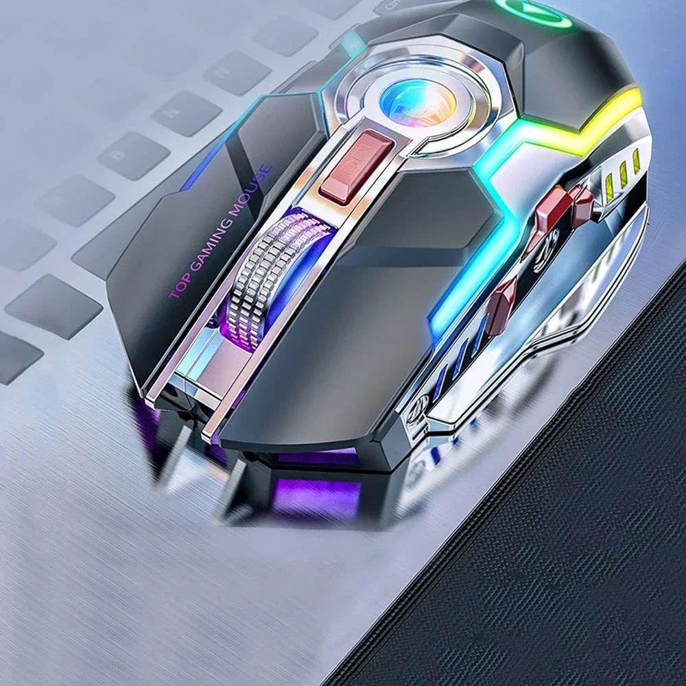 Wireless Gaming Mouse Rechargeable Computer Mouse Silent Ergonomic 7 Keys RGB Backlit For PC Computer Game Dota 2 Fortnite