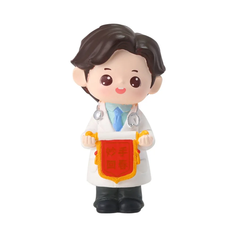 Exquisite Resin Doctor Nurse Figurine DlY Cartoon Doctor Garage Kit Nurse Cake Ornaments Baking Ornaments