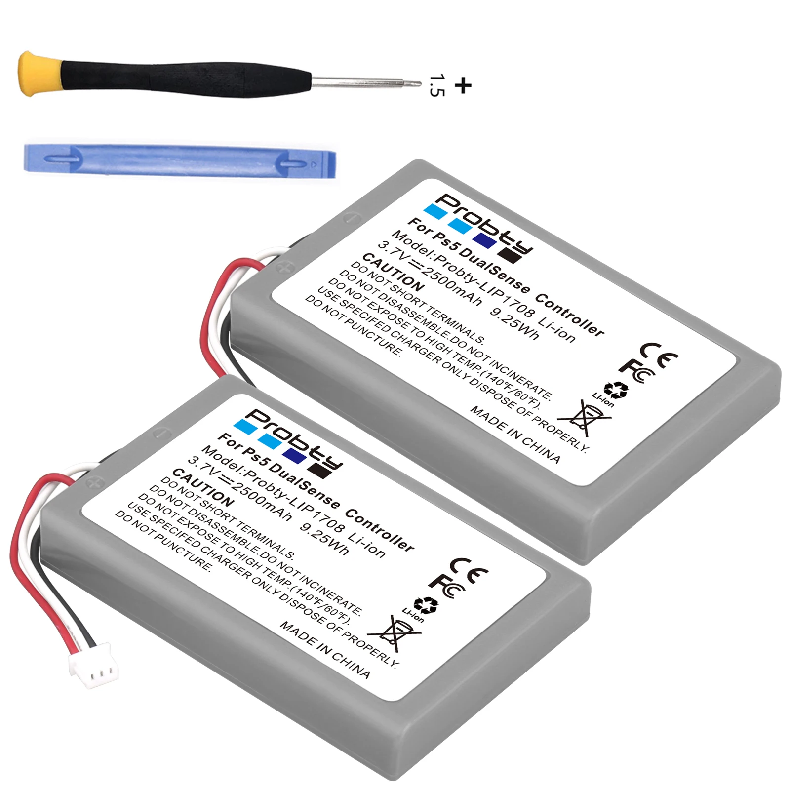 Original Probty 2500mAh LIP1708 Battery For Sony PS5 Controller,Rechargeable Battery For DualSense Game Controller