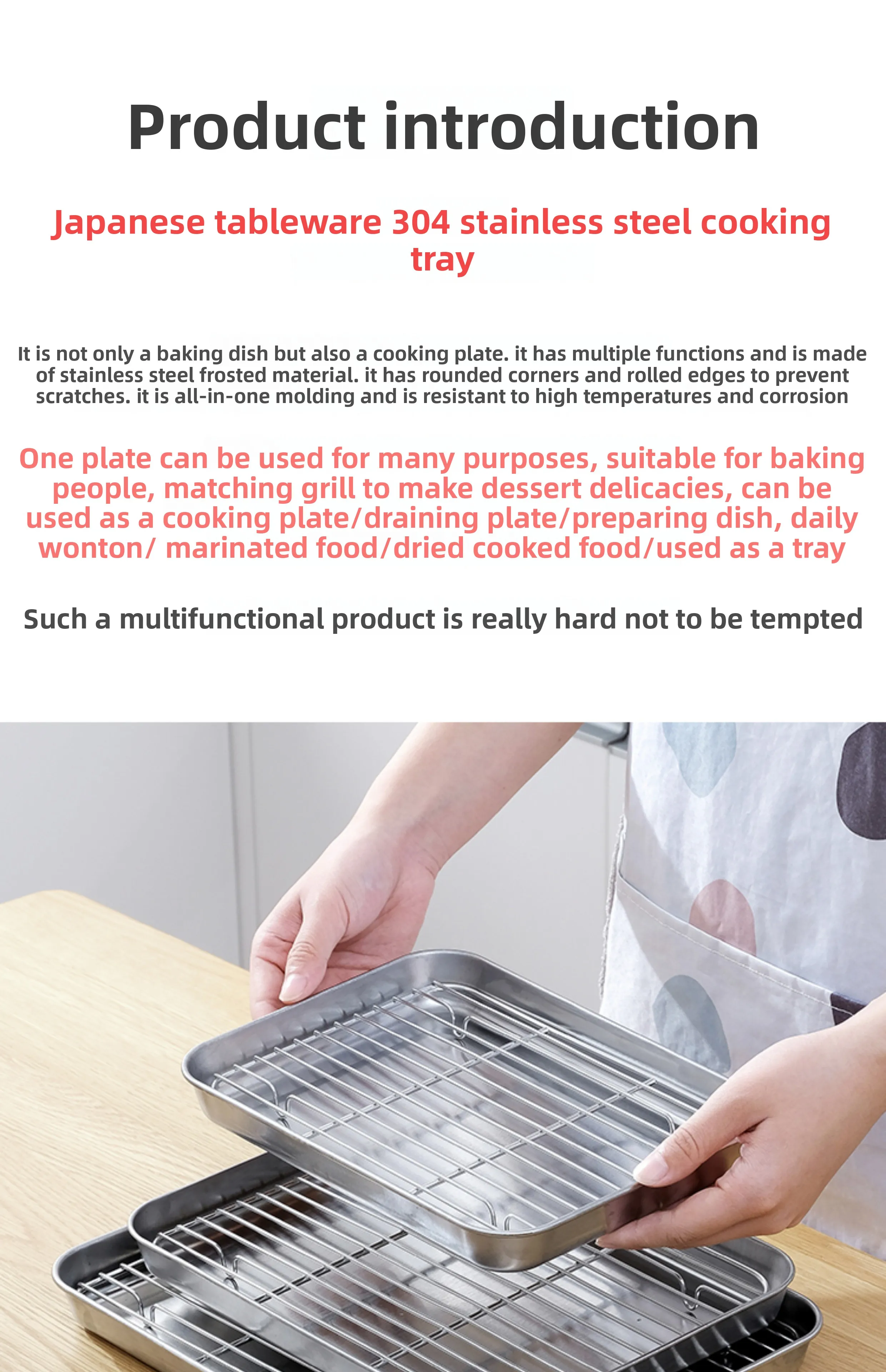 "Vassoio da portata in acciaio inossidabile 304 – Piatto di scarico perforato per cucinare e cuocere a vapore"