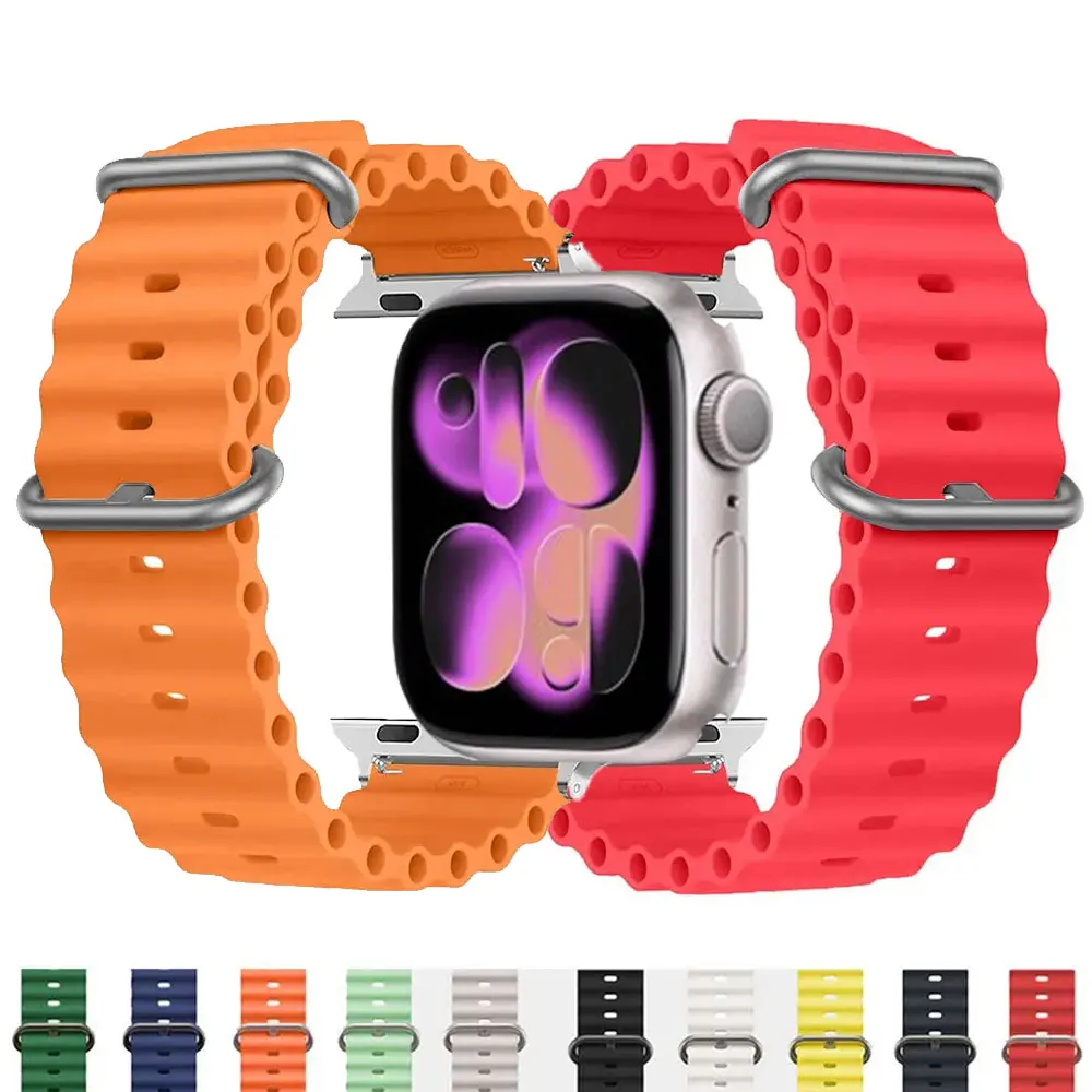 Ozeanarmband für Apple Watch Ultra 3 2 1 Band 49 mm 11 10 9 8 7 46 mm 45 mm 41 mm Silikonarmband iWatch 6 5 4 SE3 44 mm 40 mm 42 mm