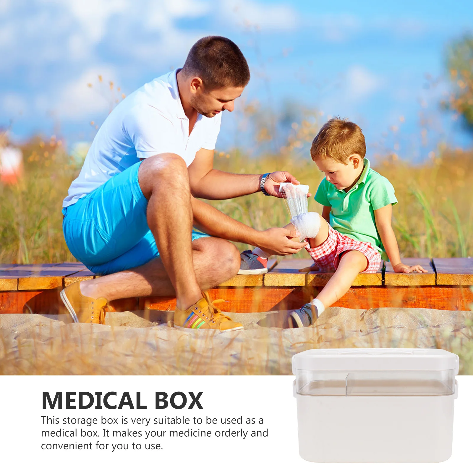 صندوق تخزين متعدد الوظائف، تصميم بطبقة مزدوجة، سهل الحمل لفريق الأعمال العائلية الرياضية، صندوق طبي بسيط #4