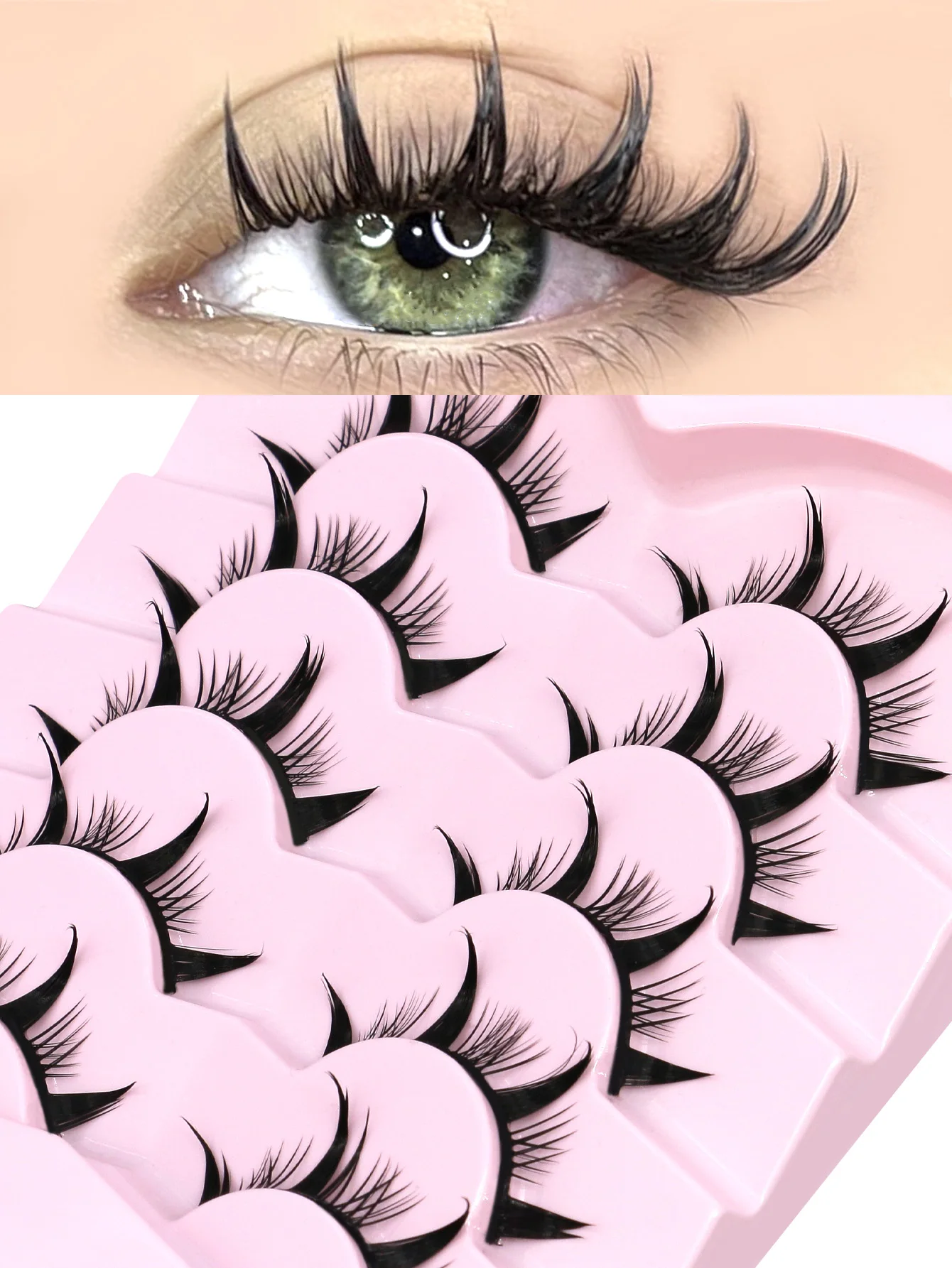 Veltrinay cílios postiços mangá cílios estilo japonês anime grosso cosplay cílios naturais espetados 3d finos falso vison cílios maquiagem