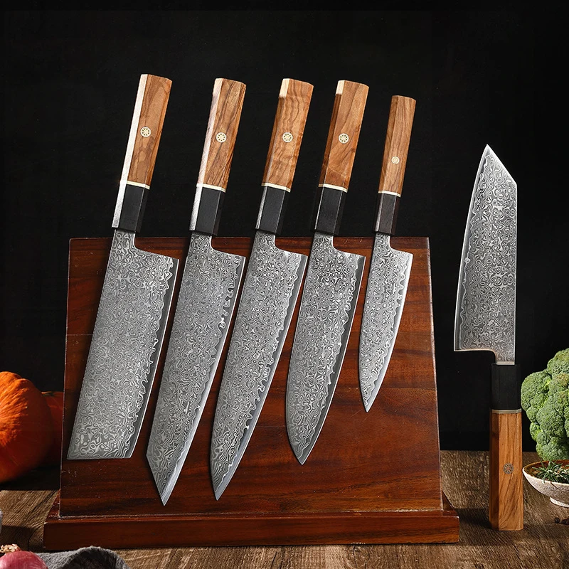 

1-6PCS Kitchen Knives Set 67 Layer Damascus Steel Cooking Chef's Knife Japanese Nakiri Kiritsuke Santoku Meat Slicing Knives