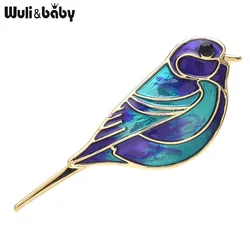 Wuli&baby Exquisite Bird Brooches Pins For Women Unisex 2-color Beautiful Enamel Bird Animal Party Office Brooch Pins Gifts