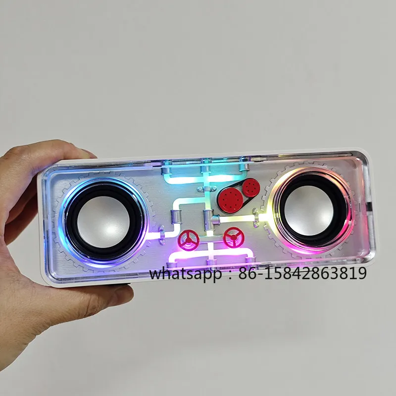 Transparent Mecha, Bluetooth Wireless Stereo with Lights, Cool Mobile Phone Speakers, Home Outdoor Charging