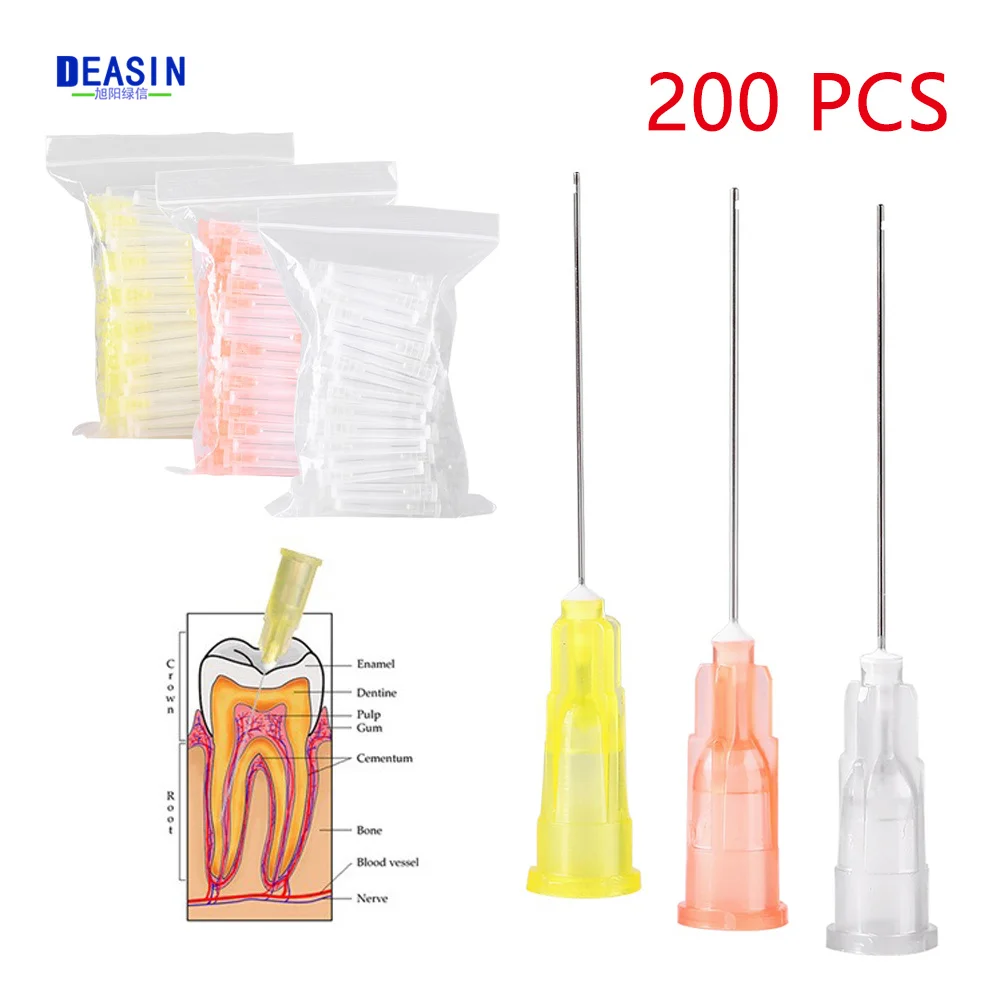 

200Pcs Dental Syringe Tips Endo Irrigation Needle Tip End-Closed Side Hole Endo Root Canal Washing Needle Tip 25G/27G/30GA