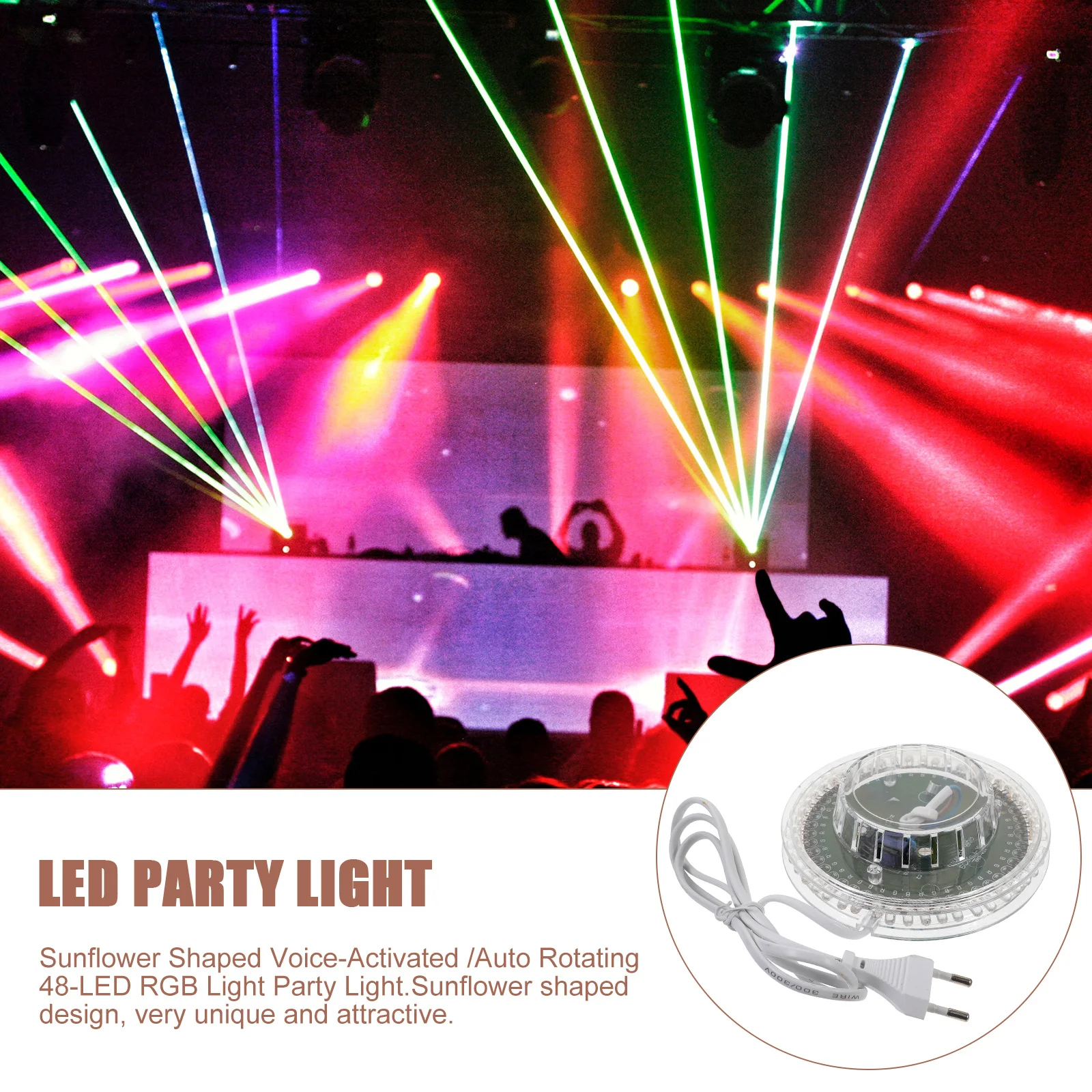 

Sunflower Shaped 48-LED Rgb Light with Auto Rotating and Sound Activated Modes for Party Stage Dj Equipment LED Lighting White