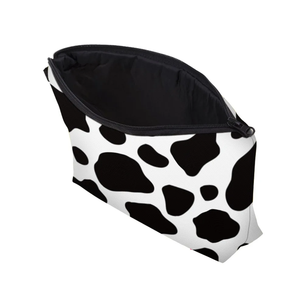 Black and white cow Makeup bag 3D digital printed pattern portable travel storage toiletry bag