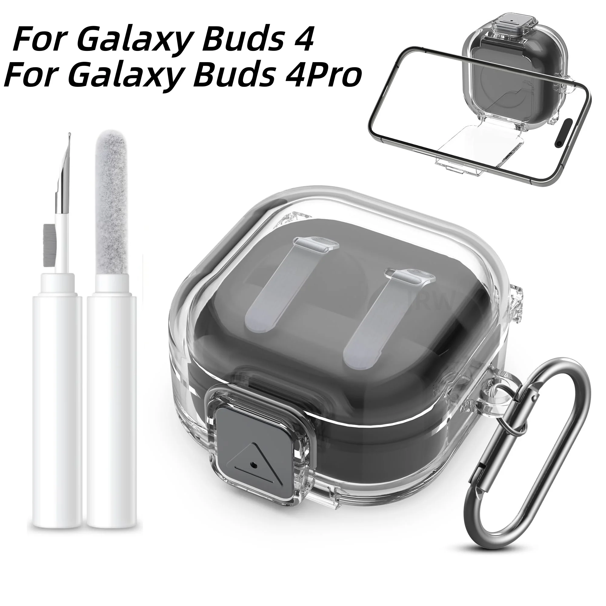 [mit Sicherheitsverschluss] für Samsung Galaxy Buds 4 Pro/Buds 4 Hülle Weiche TPU-Schutzhülle für Kopfhörer mit Karabiner für Galaxy Buds 4