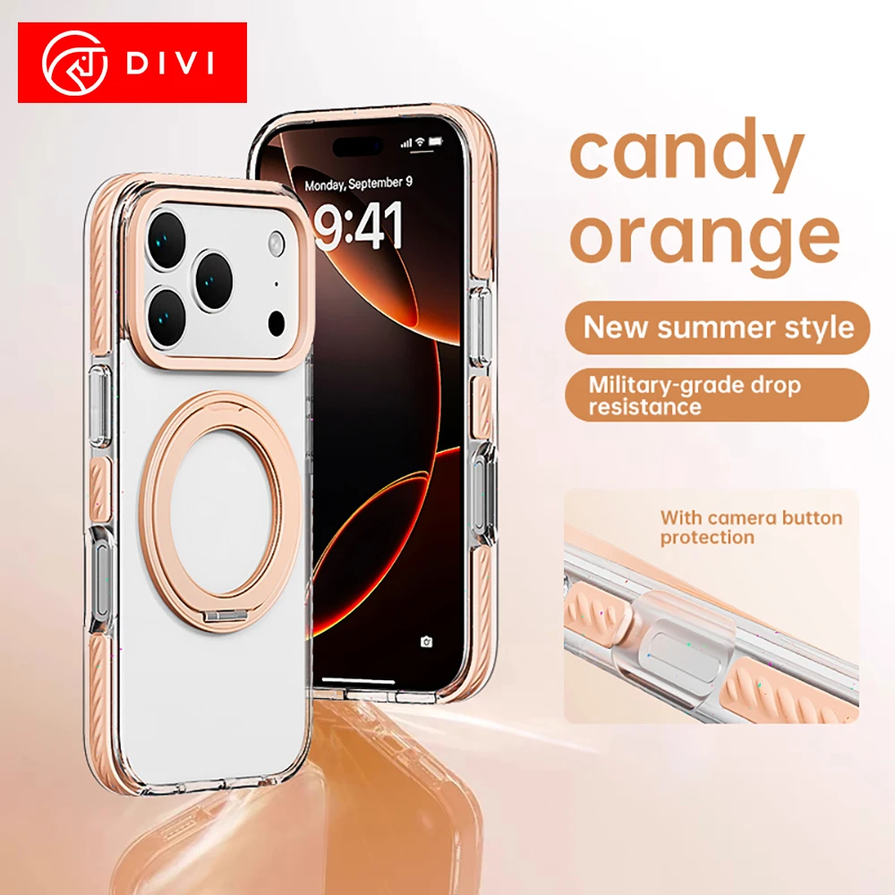 

Чехол для телефона с магнитной подставкой DIVI Magsafe, противоударный чехол с беспроводной зарядкой для iPhone 17 Pro Max, чехол для телефона ярких цветов 17 AIR