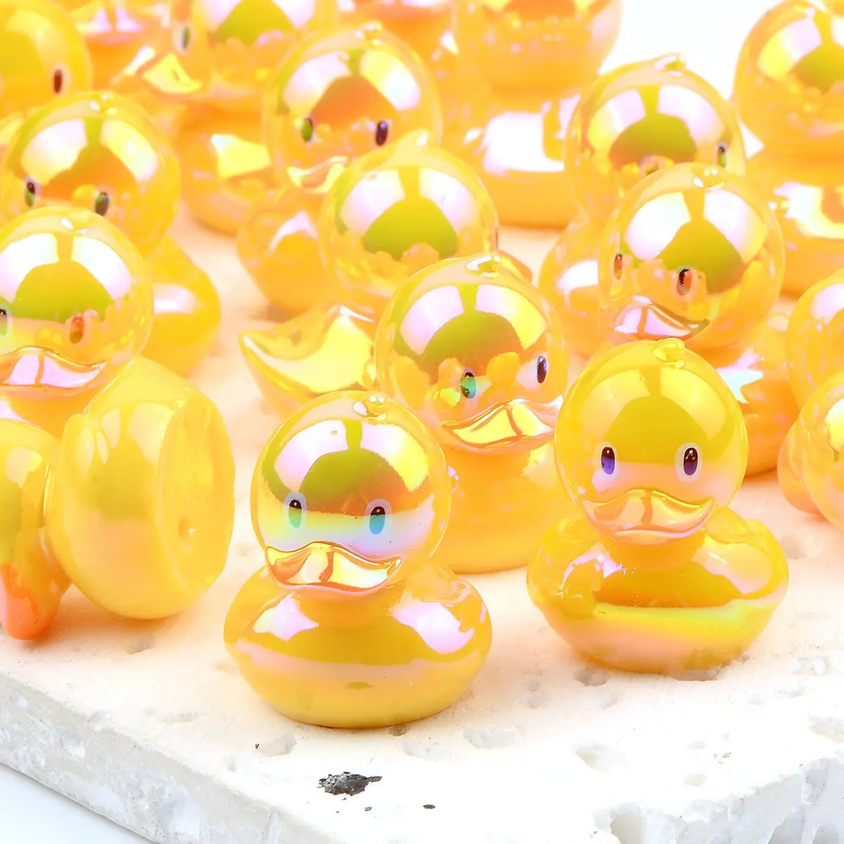 6/18pcs Cartoon Duck Shape Acrylic Beads 19*23mm Loose Beads For Bracelet Jewelry DIY Craft Making