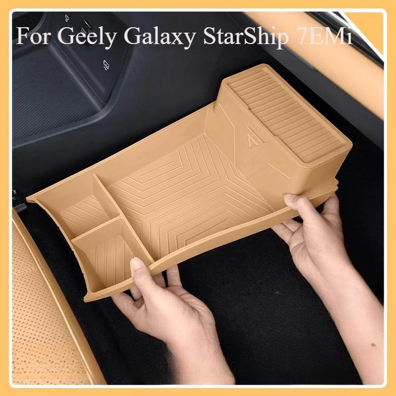 plateau-en-silicone-pour-console-centrale-geely-galaxy-starship-7emi-doublure-d'organisation-de-boite-de-rangement-inferieure-antiderapante-accessoires-de-voiture