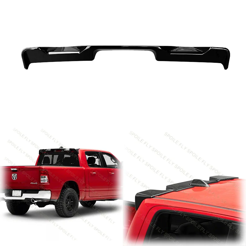 

2019 To 2024 New Design For Dodge RAM1500 TRX High Quality ABS Tail Refit Roof Top Rear Window Big Spoiler Wing Lip Gloss Black