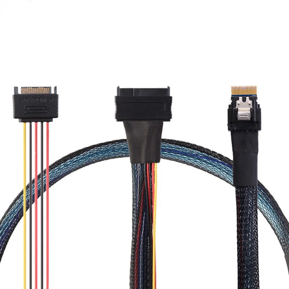 High-quality Mini Slimline SAS SFF-8654 4I 38P To SAS 8639 U.2 Adapter Cable with SATA15P