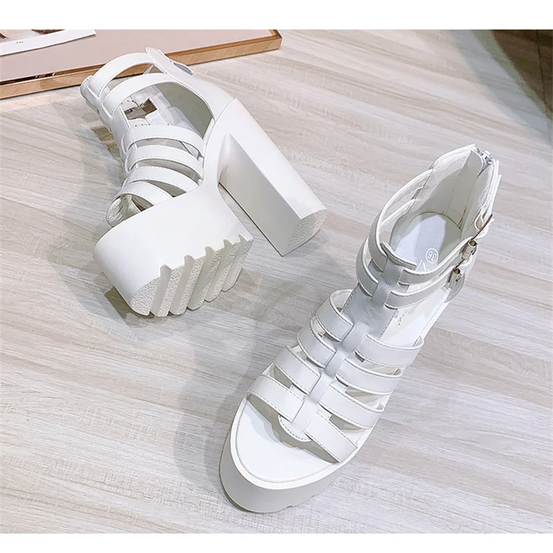 2025 신상 여성 하이힐 샌들 15cm 굽 두꺼운 바닥 유럽풍 미국 스타일 패션 심플 여성 오피스 및 캐주얼 슈즈