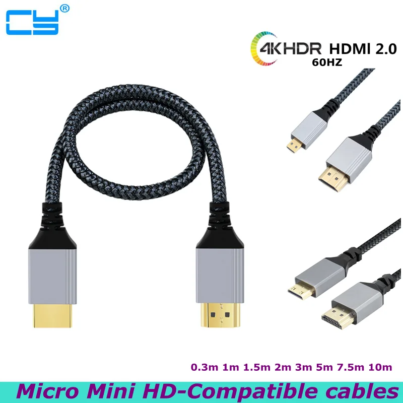 0.3M 1M 2M 4k Mini micro HDMI-Compatible Cable 2.0 Wire 4K 60Hz for Xiaomi Xbox PS5 PS4 Laptops HDMI-Compatible Splitter Digital