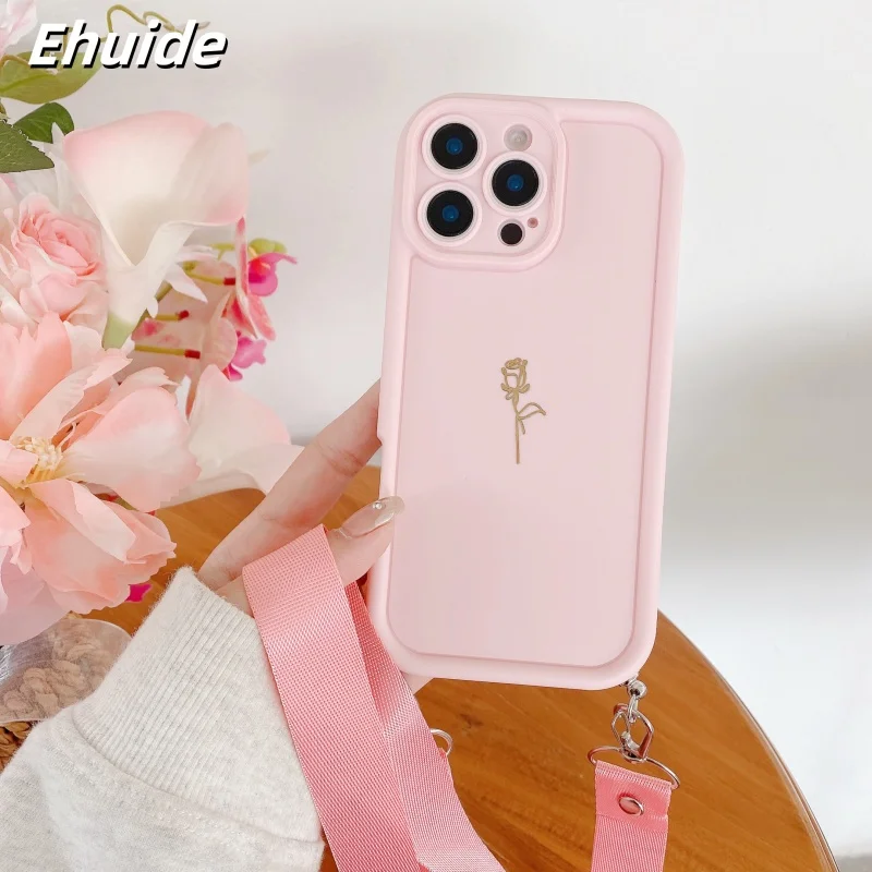 Rosen-Riemenhülle für Samsung Galaxy A56 A36 A16 A26 A17 A55 A35 A15 A54 A34 A14 – Modische Crossbody-Lanyard-Hülle mit Kordel für Reisen, weiche Abdeckung – Detail 10