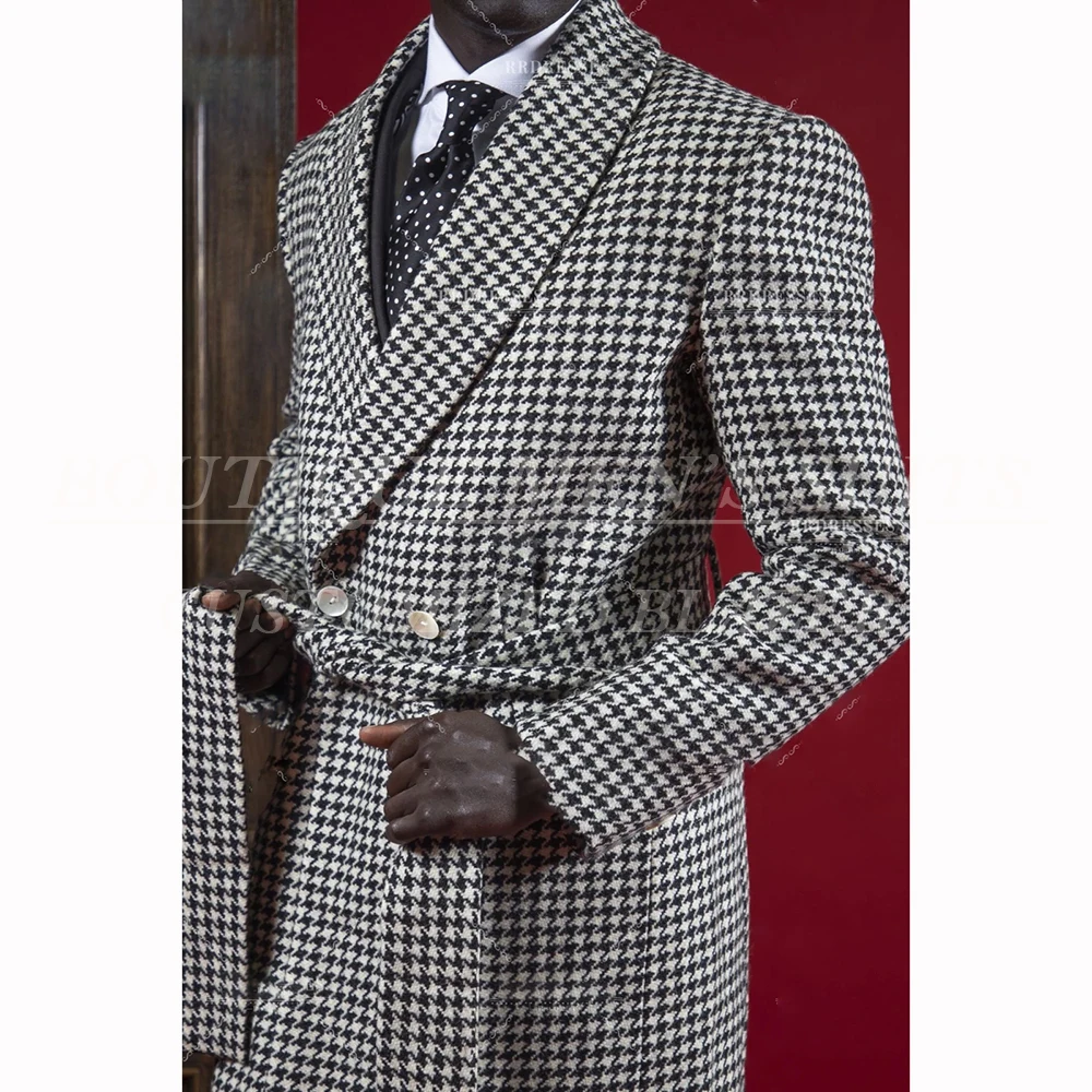 

Luxury Winter Men's Suits Blazer Chic Double Breasted Shawl Lapel Long Jacket Customzied 1 Piece Coat Male Clothing Costume