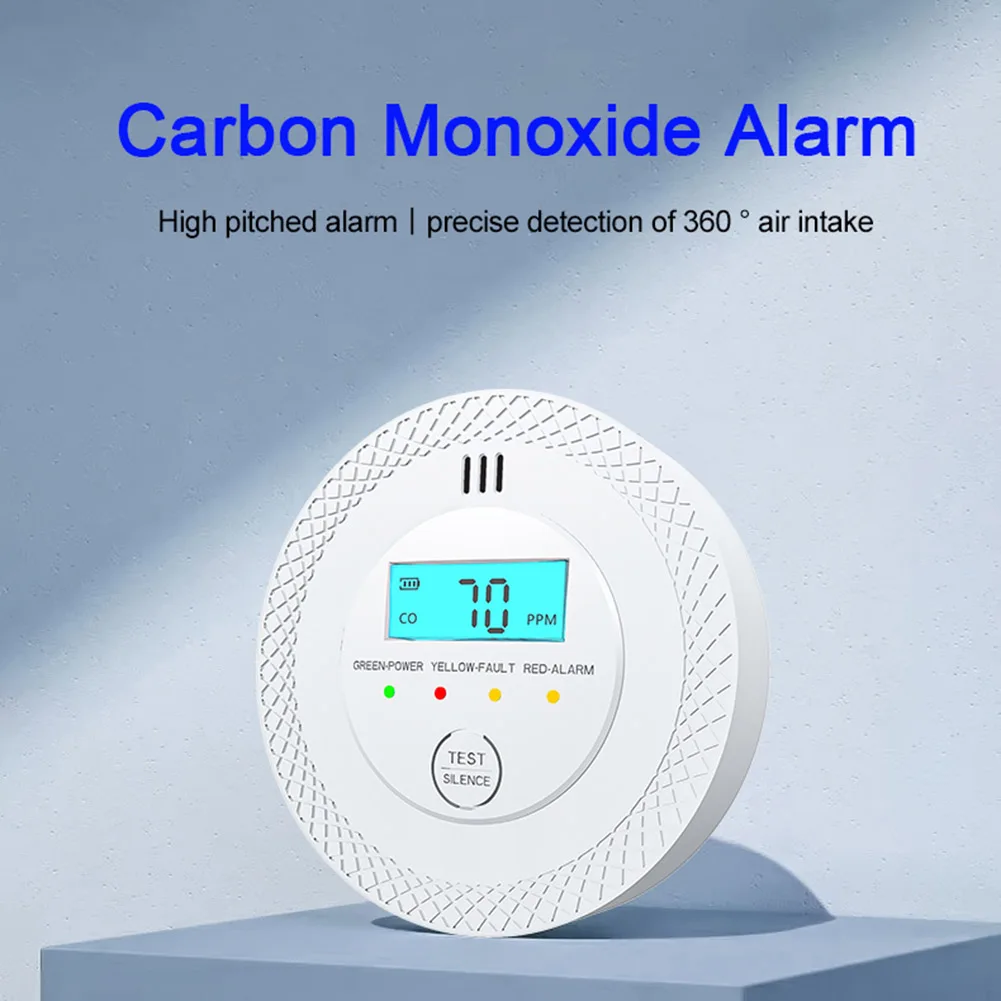 CO Alarm Sensor with LEDs Carbon Monoxide Alarm Detector Battery Powered Smoke Carbon Monoxide Detector Alarm for Home