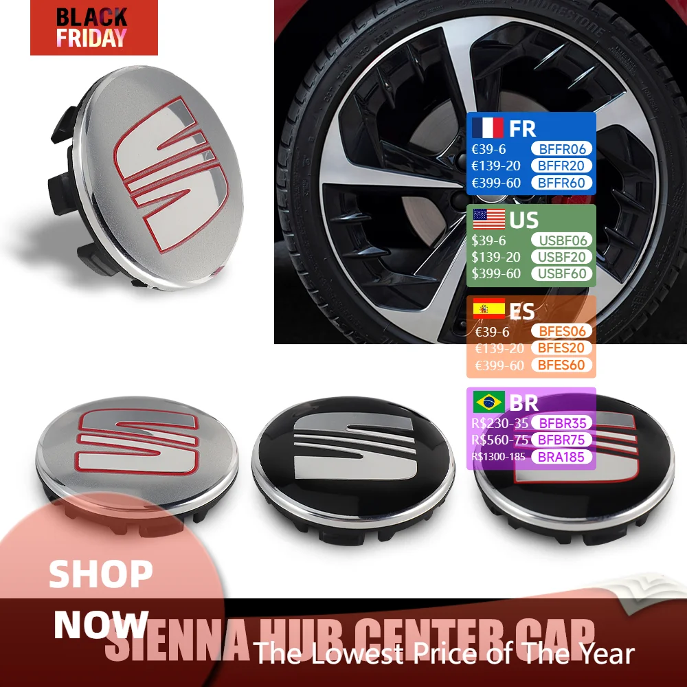 4PCS 55/63MM Car Wheel Center Hub Caps Stickers Decoration Accessories For Seat Cupra FR Racing Ibiza Leon Ateca Exeo Sportcoupe