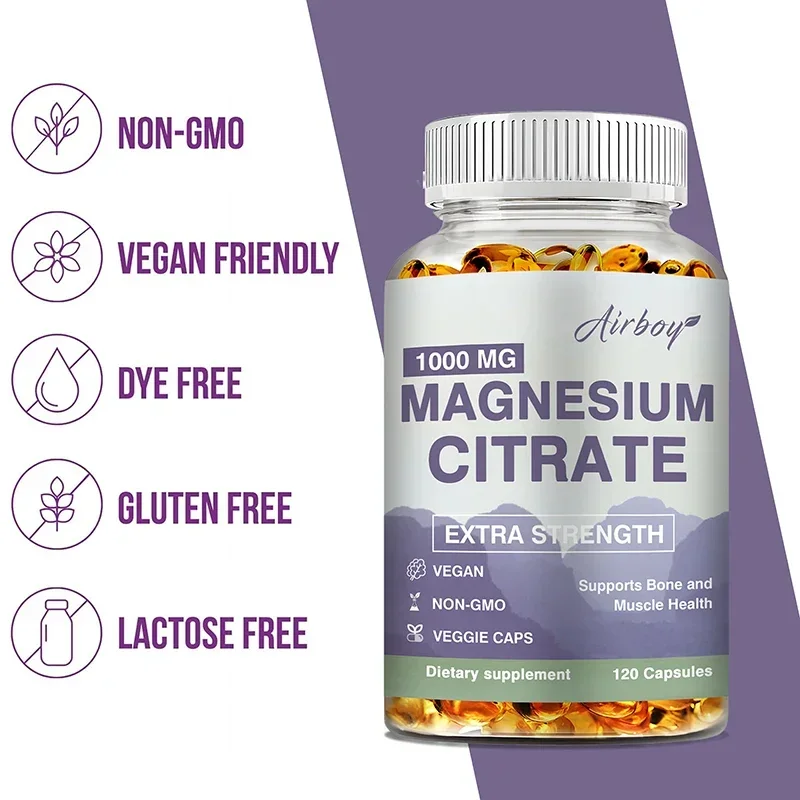 Magnesium Citrate - Supplement for Stress, Relaxation, Bone, Sleep, Heart Health, Nerve, Muscle & Metabolism